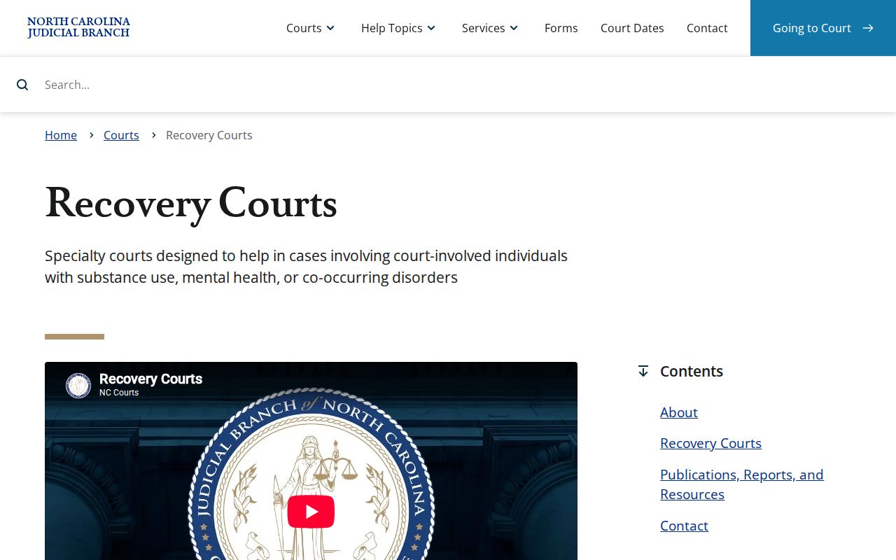 Edgecombe County criminal court dockets Recovery Courts directory