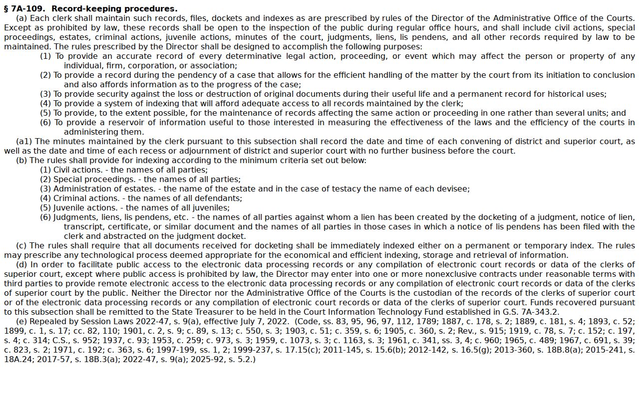 Princeville court docket clerk record-maintenance statute context
